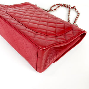 Classic Single Flap Maxi in Red Caviar Leather with SHW