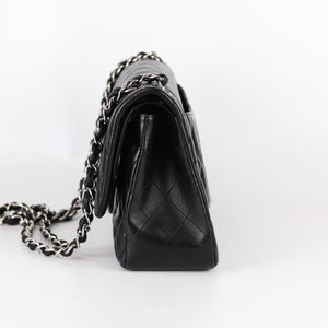 Jumbo Double Flap in Black Lambskin with SHW