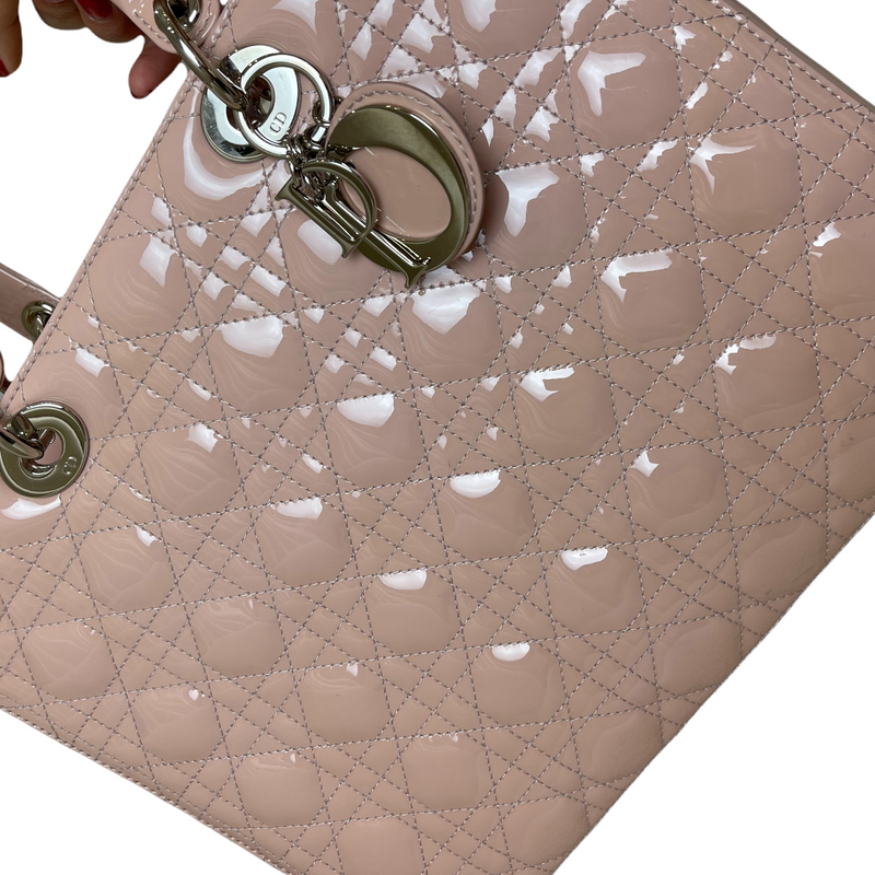 Lady Dior Large Patent Pink SHW