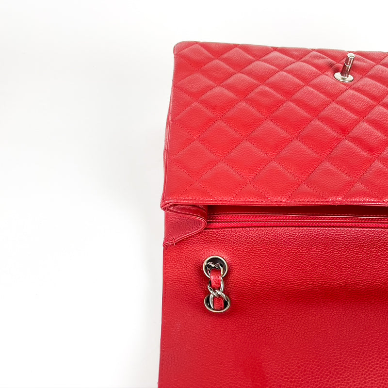 Classic Single Flap Maxi in Red Caviar Leather with SHW