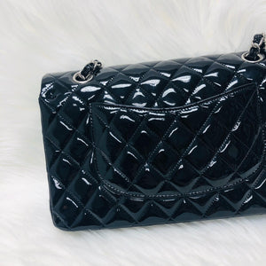 Classic Double Flap Patent Leather M/L SHW Black