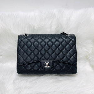 Classic Single Flap Maxi in Black Caviar Leather with SHW