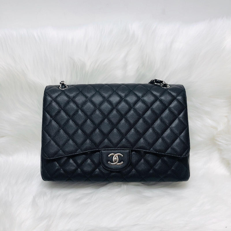 Classic Single Flap Maxi in Black Caviar Leather with SHW