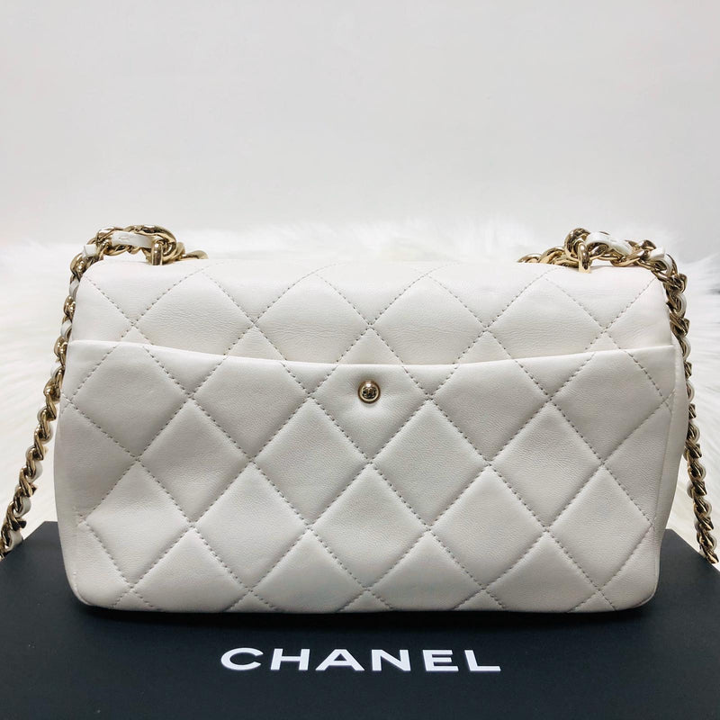 CHANEL Lambskin Quilted Resin Bi-Color Chain Flap Bag Black 523501