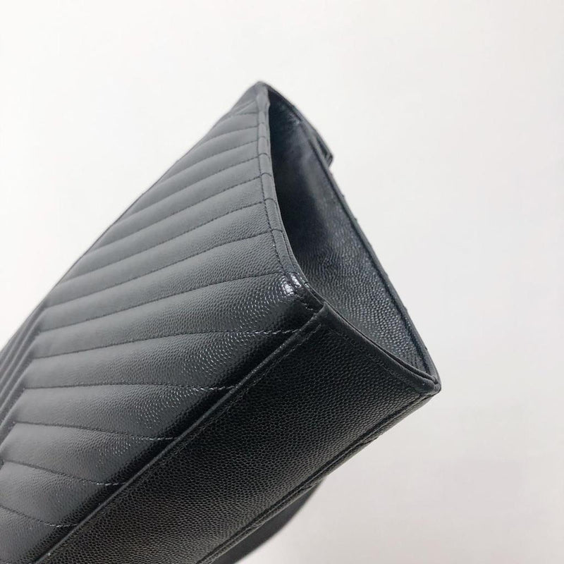 Envelope Large Flap in Chevron Quilted Leather Black