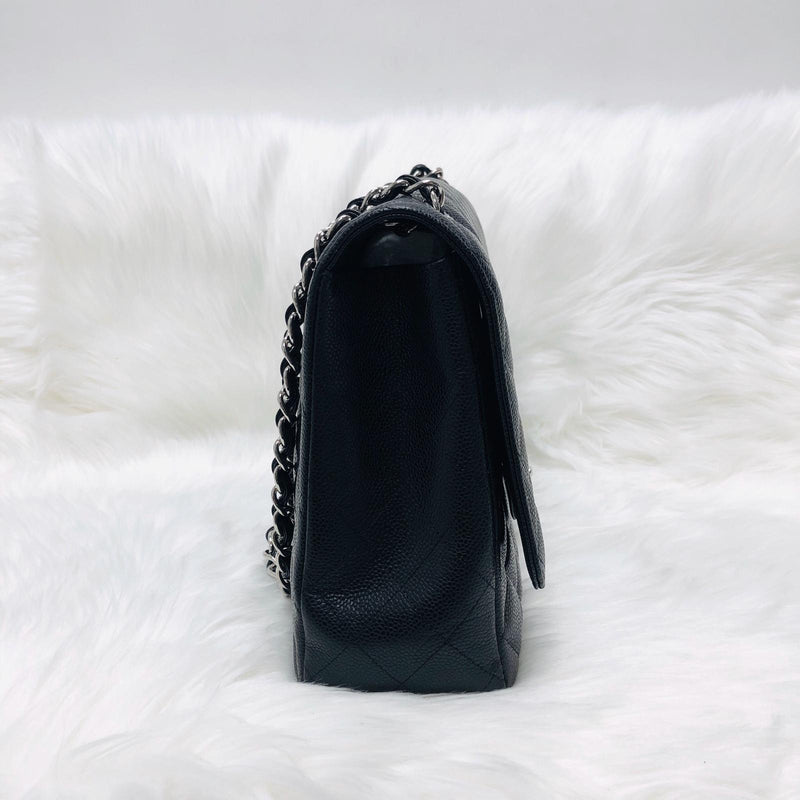Classic Single Flap Maxi in Black Caviar Leather with SHW