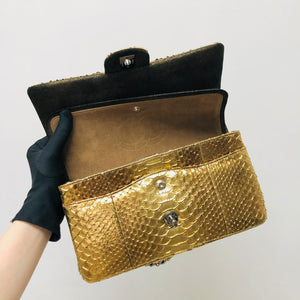 Classic Double Flap Gold M/L Python Bag with RHW