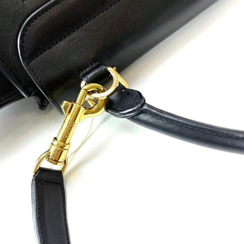 Leather Trapeze Satchel Black