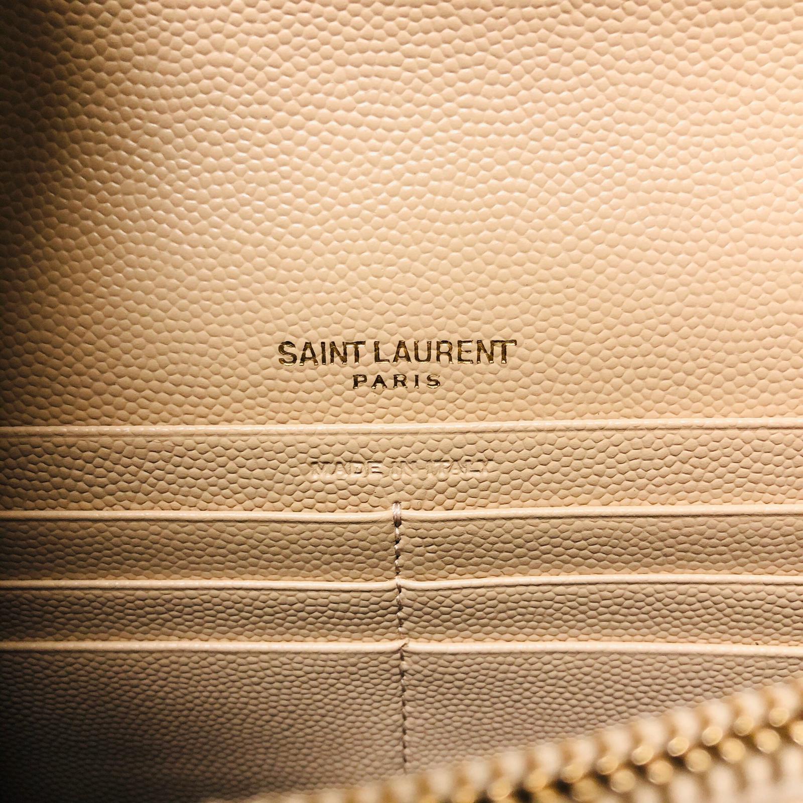 YVES SAINT LAURENT Classic Monogram Small WOC in Beige Grained