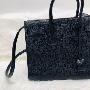 Small Sac De Jour in Black Grained Leather with strap