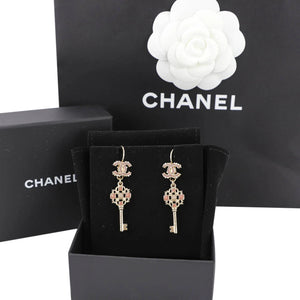 Dangling CC Key Piercing Earrings