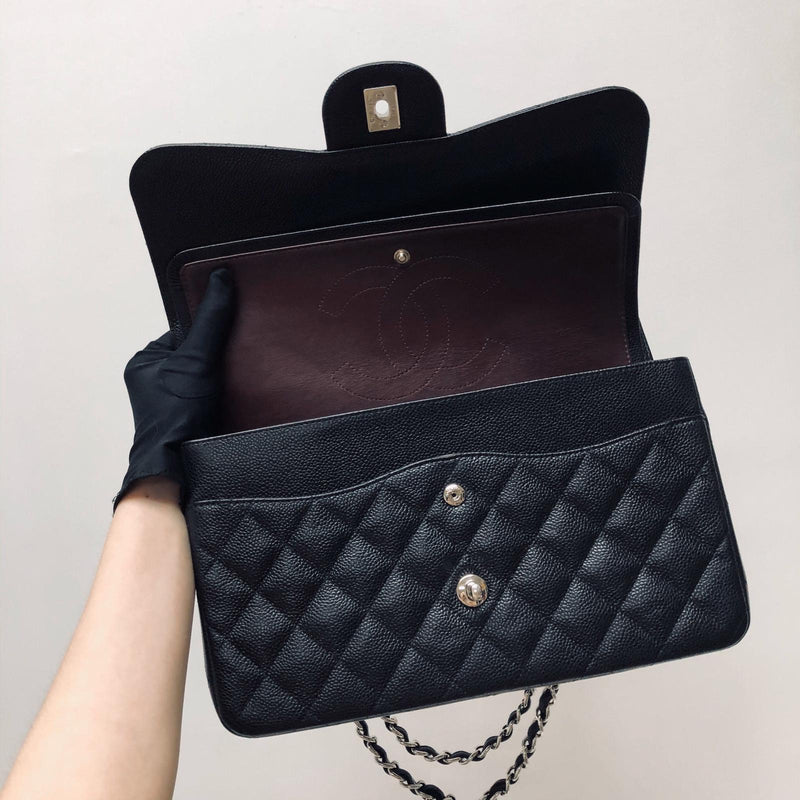 Classic Double Flap Jumbo Bag in Black Caviar with SHW