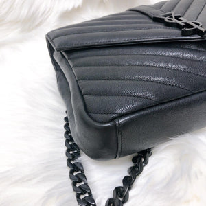 Medium College Leather Bag Black