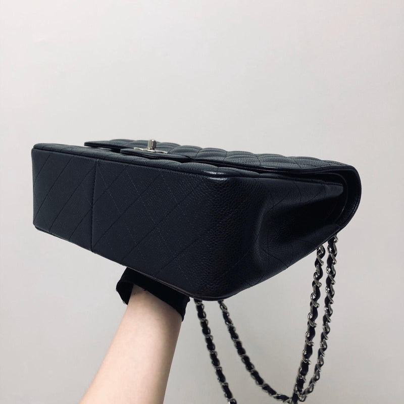 Classic Double Flap Jumbo Bag in Black Caviar with SHW
