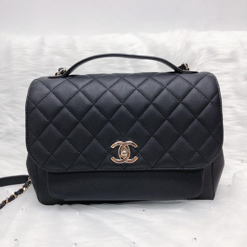 Chanel Black Quilted Caviar Leather Business Affinity Backpack