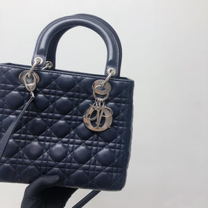 Cannage Lambskin Lady Dior Medium Dark Blue