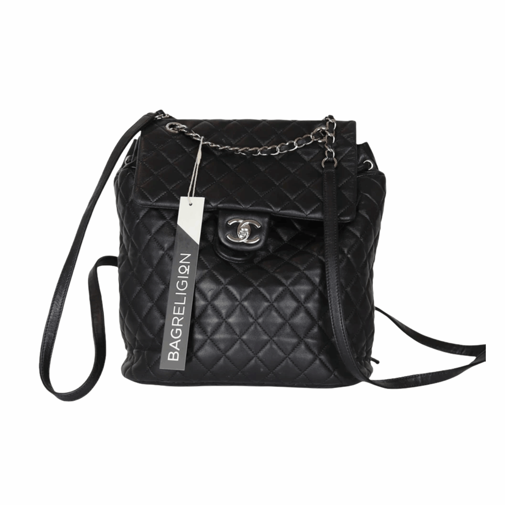 Black Quilted Urban Spirit Lambskin Large Backpack SHW