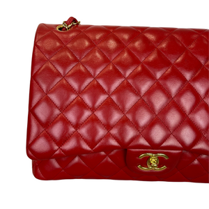 Double Flap Maxi Lambskin Red GHW