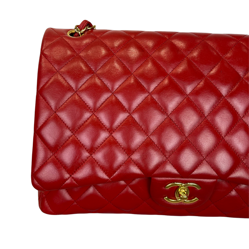 Double Flap Maxi Lambskin Red GHW