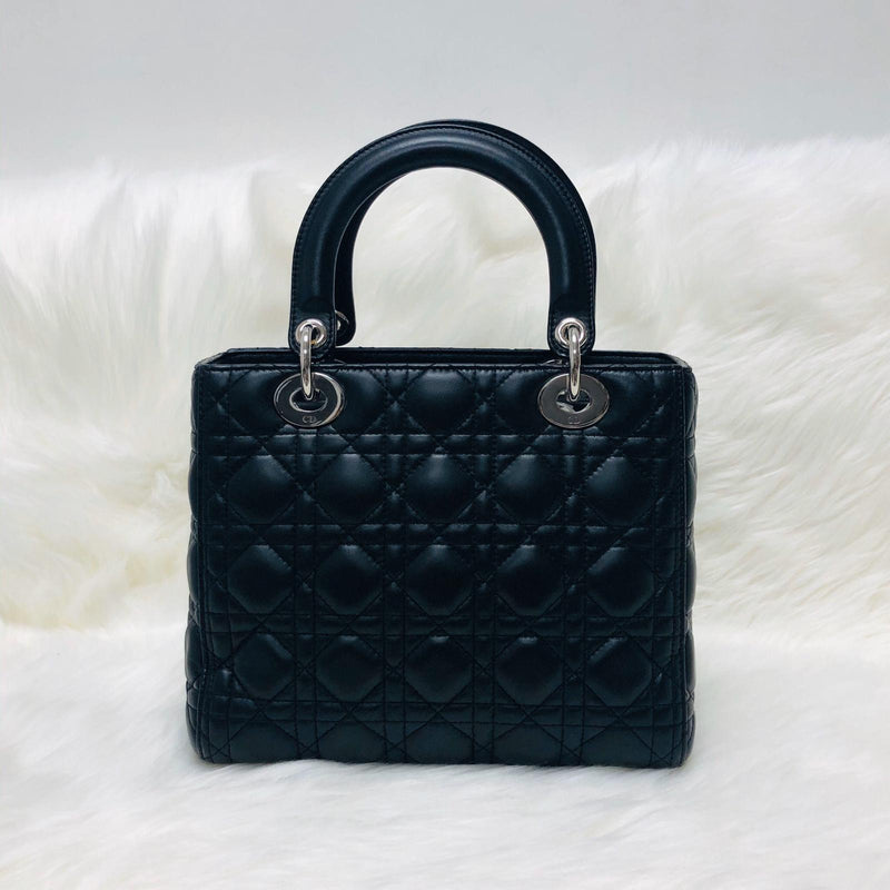 Medium Lady Dior Black Cannage Lambskin Bag with SHW | Bag Religion