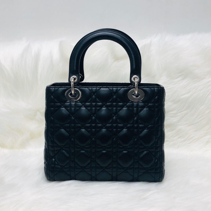 Medium Lady Dior Black Cannage Lambskin Bag with SHW