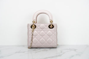 Mini Lady Dior Bag In Baby Pearly Pink with Light Gold Hardware