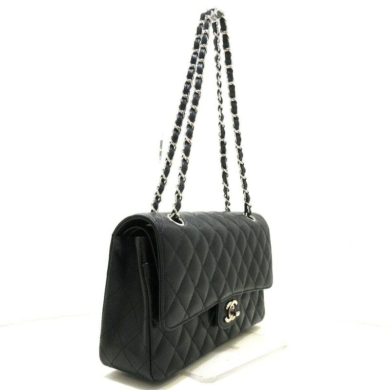 Classic Double Flap Caviar M/L in Black SHW