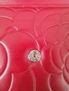 Camellia Embossed WOC Clutch Chain Bag in Red Lambskin with SHW