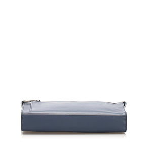 Leather Messenger Bag Navy Blue SHW