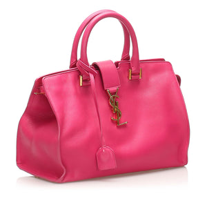 Pink YSL Monogram Cabas Leather Satchel