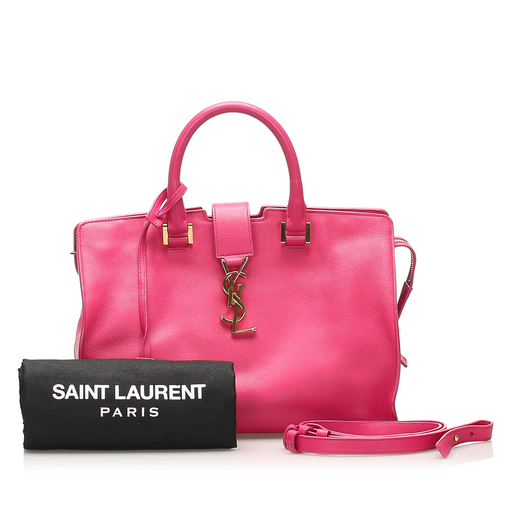 Pink YSL Monogram Cabas Leather Satchel