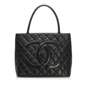 Caviar Medallion Tote Bag Black GHW