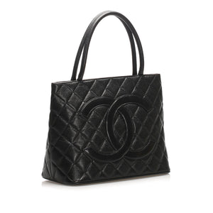 Caviar Medallion Tote Bag Black GHW