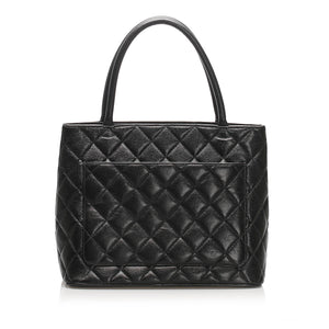 Caviar Medallion Tote Bag Black GHW