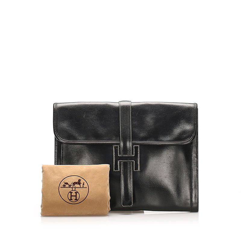 Jige GM Leather Clutch Bag Black - Bag Religion