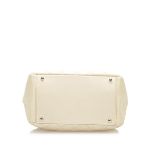 CC Caviar Leather Shopping Tote Bag White - Bag Religion