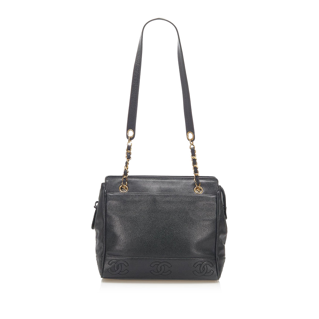 Triple Coco Caviar Shoulder Bag Black - Bag Religion