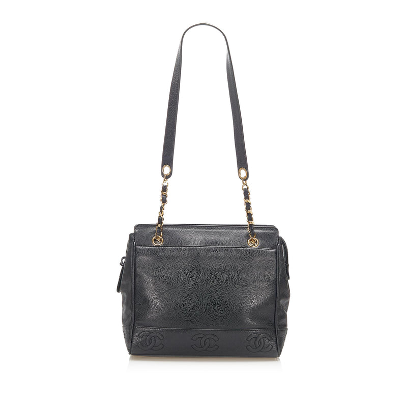 Triple Coco Caviar Shoulder Bag Black - Bag Religion