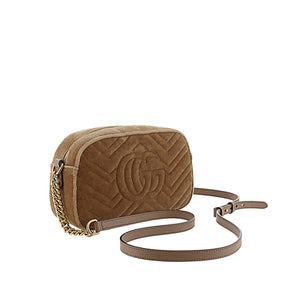 GG Marmont Velvet Crossbody Bag Brown - Bag Religion