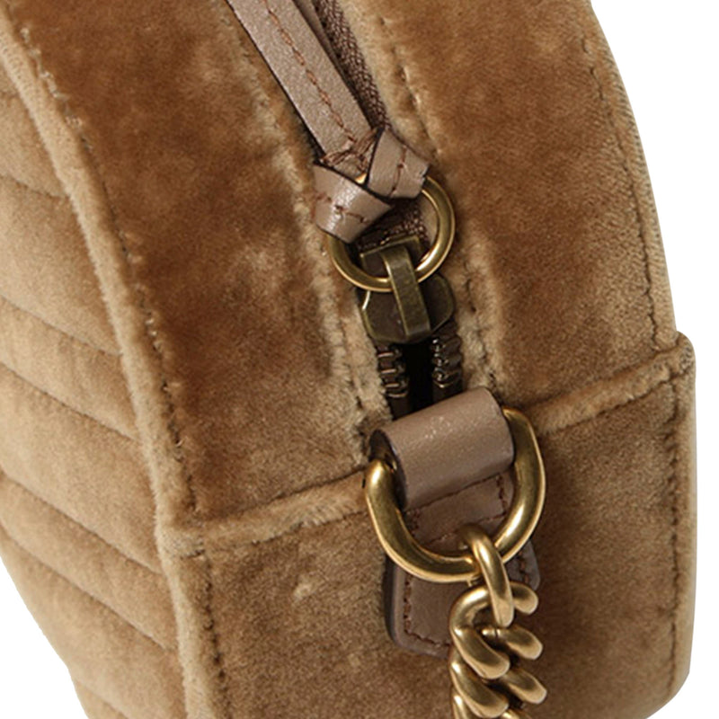 GG Marmont Velvet Crossbody Bag Brown - Bag Religion