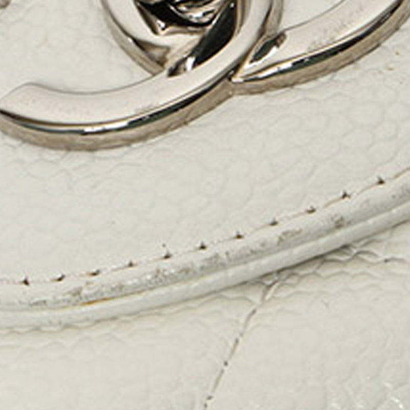 Jumbo Classic Caviar Leather Flap Bag White - Bag Religion