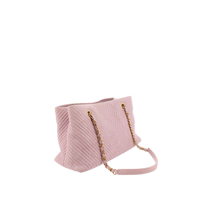 Chevron Leather Tote Bag Pink - Bag Religion