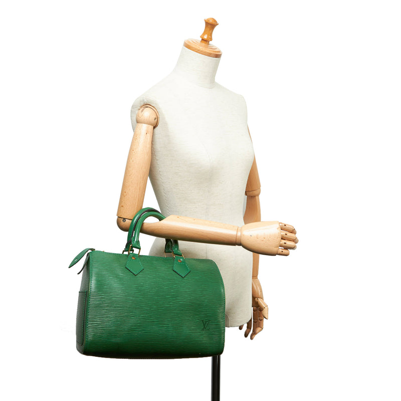 LOUIS VUITTON Epi Leather Green Speedy 35 Satchel Bag - 30% Off