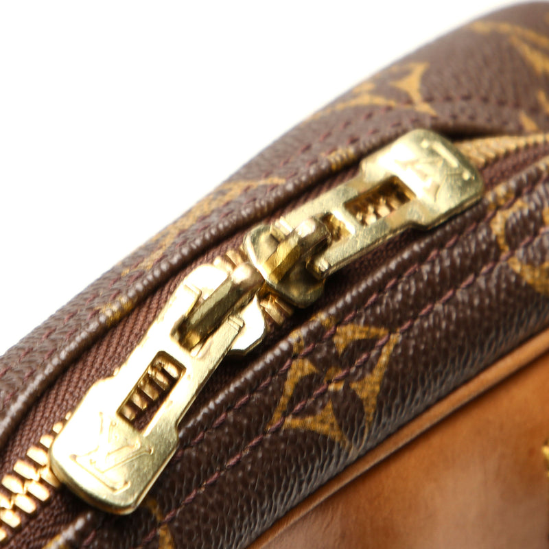 LOUIS VUITTON Monogram Excursion Gold Buckle Handle Bag Brown