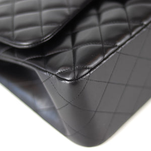 Jumbo Double Flap in Black Lambskin with SHW