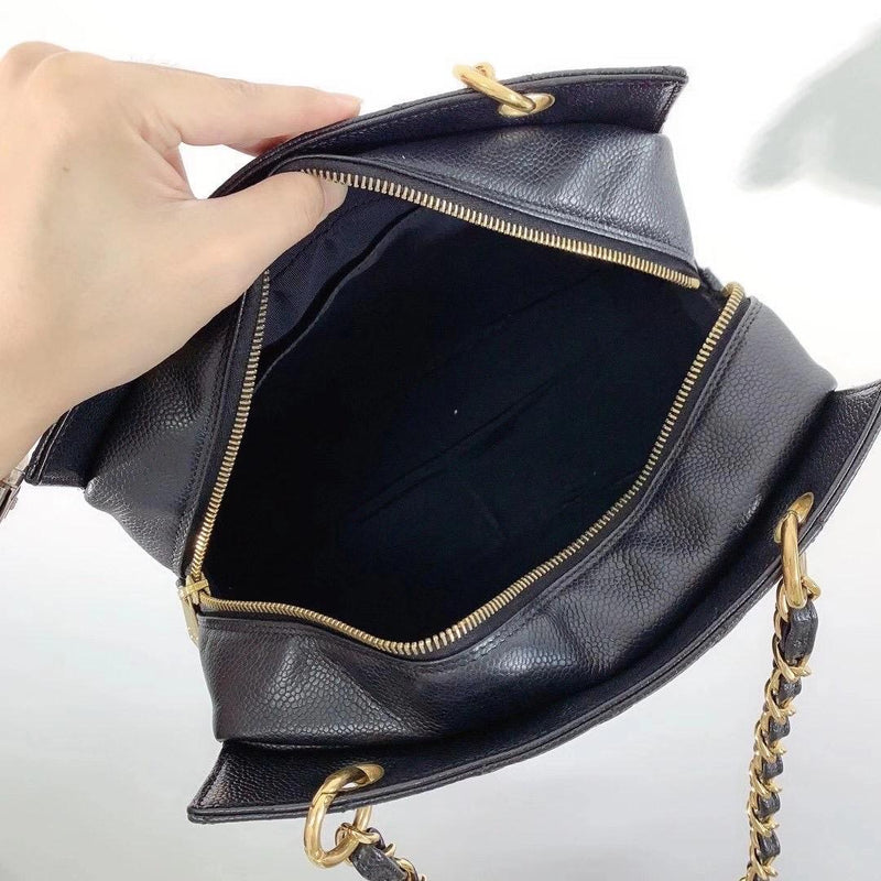 Petite Timeless tote in Black Caviar with GHW