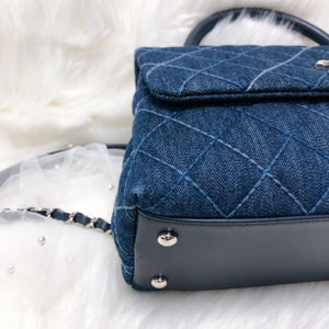 Blue Denim Quilted Medium Coco Handle Flap