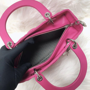 Cannage Lambskin Lady Dior Medium Bag in Magenta Pink