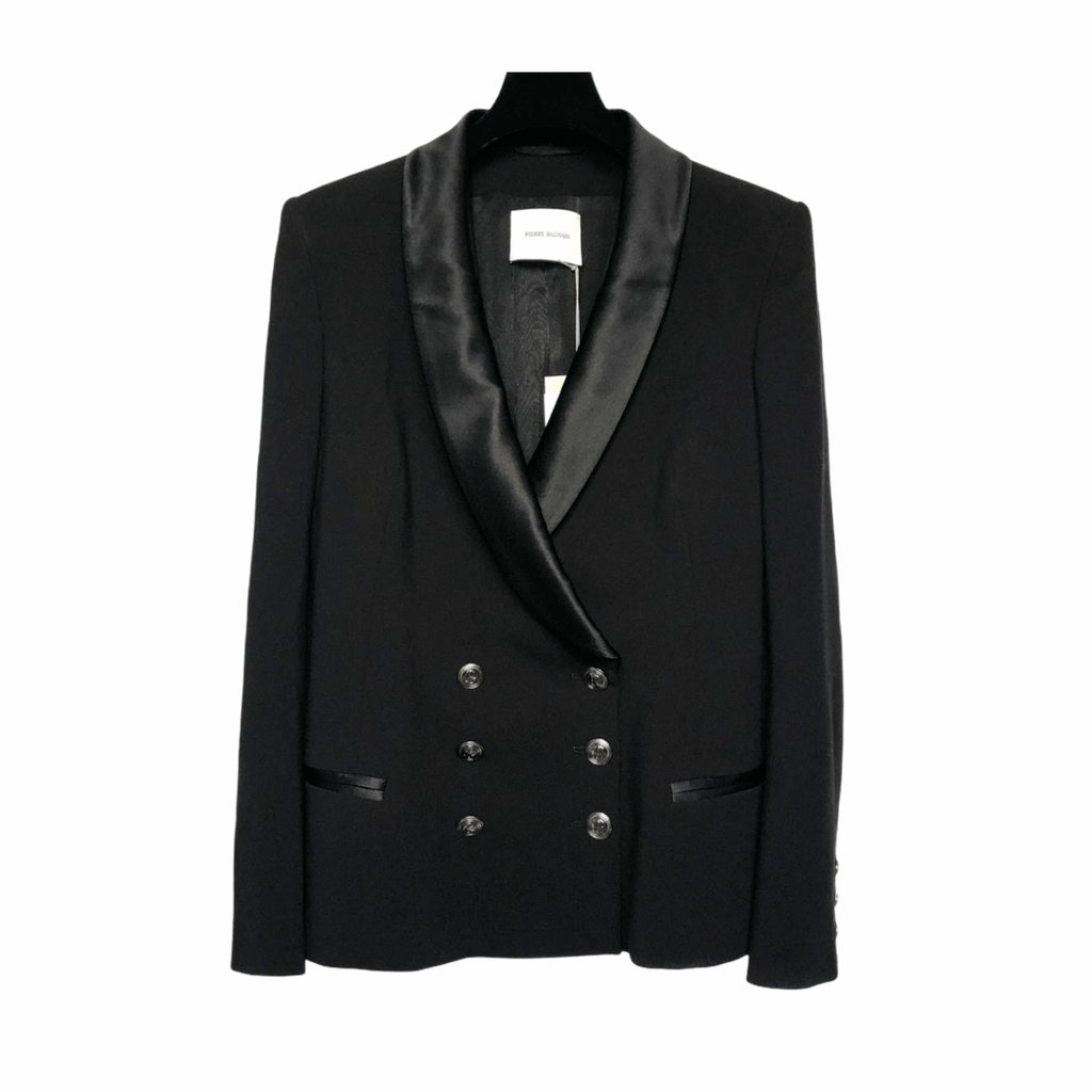 Black Double Breasted Blazer with Silk Lapel