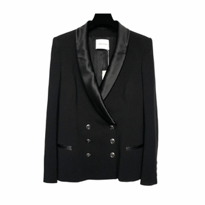 Black Double Breasted Blazer with Silk Lapel